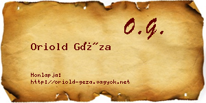 Oriold Géza névjegykártya